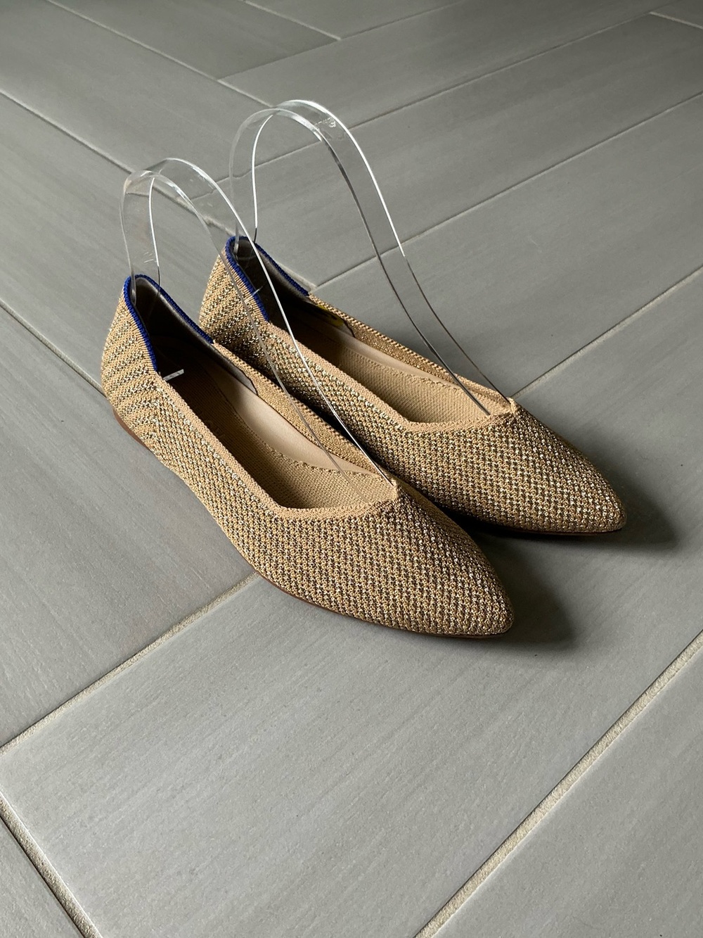 Rothy's The Point Woven Flats in Metallic Tan